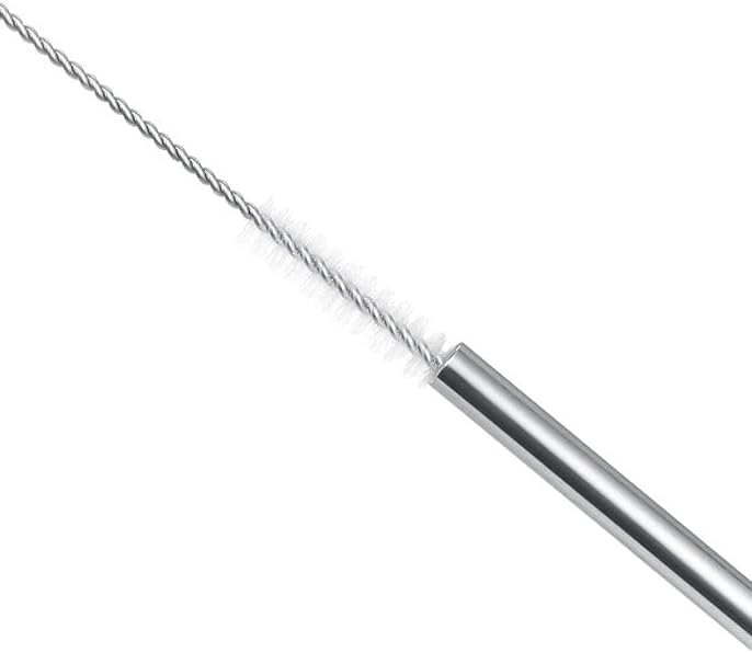 10 Pcs Stainless Steel Straws, Reusable Drinking Straws, Bent Metal Straw Sets with 2 Pcs Cleaning Brushes (Silver, 8.5 Inch)