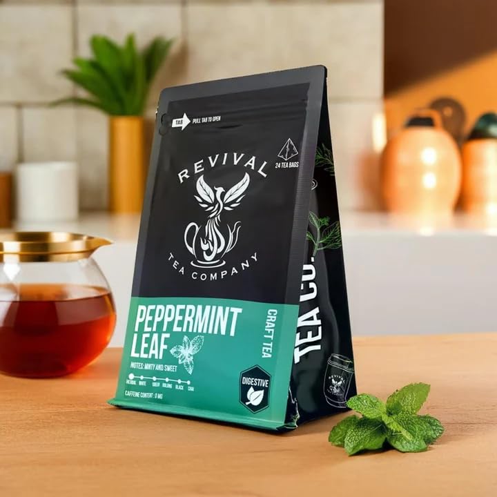 Revival Tea Company Peppermint Tea - Herbal Tea made from 100% Peppermint Leaf - Caffeine Free - Loose Leaf 3 Ounces