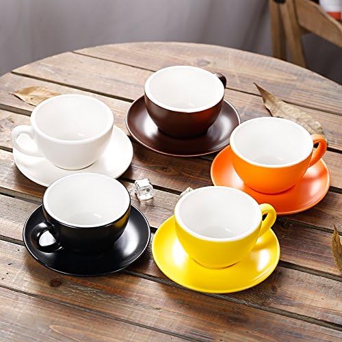 Double Espresso Coffee Cup and Saucer, Small Cappuccino and Speciality Coffee, New Bone China for Coffee Shop and Barista (Matte Black, 5 oz)