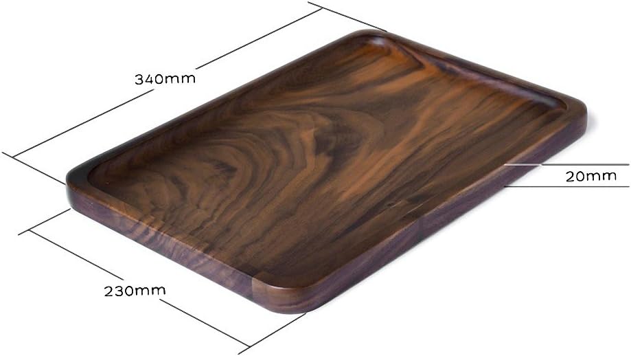 Rustic Walnut Wooden Tray Solid Wood Serving Tray Square Rectangle Platter Tea Tray Coffee Table Tray (Rectangle Large (13x9x0.8inch))