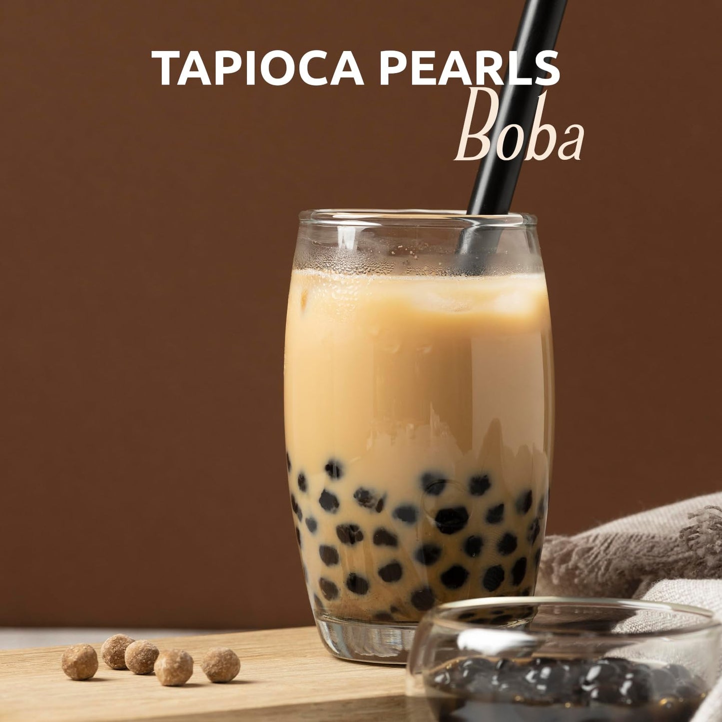 US Boba Co Unsweetened Tapioca Pearl, Easy to Cook, Tapioca Boba Balls for Tea Milk, Coffee & Dessert Topping, Fresh Made in USA, Brown Sugar Flavor, 1 Pound (Pack of 1)
