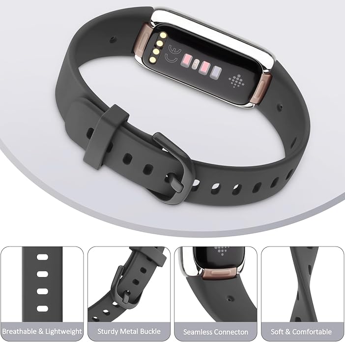 AK Sport Band Compatible with Fitbit Luxe Bands for Women Men, Soft Silicone Replacement Sport Straps Wristbands for Fitbit Luxe Fitness and Wellness Tracker