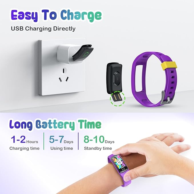 Smart Fitness Tracker Watch for Kids - Boys Girls Waterproof Smartwatch with Pedometer Heart Rate Sleep Tracking Alarm Clock Activity Tracker Calorie Step Counter Watch for Girls Boys Teens