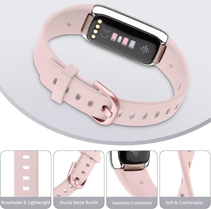 AK Sport Band Compatible with Fitbit Luxe Bands for Women Men, Soft Silicone Replacement Sport Straps Wristbands for Fitbit Luxe Fitness and Wellness Tracker