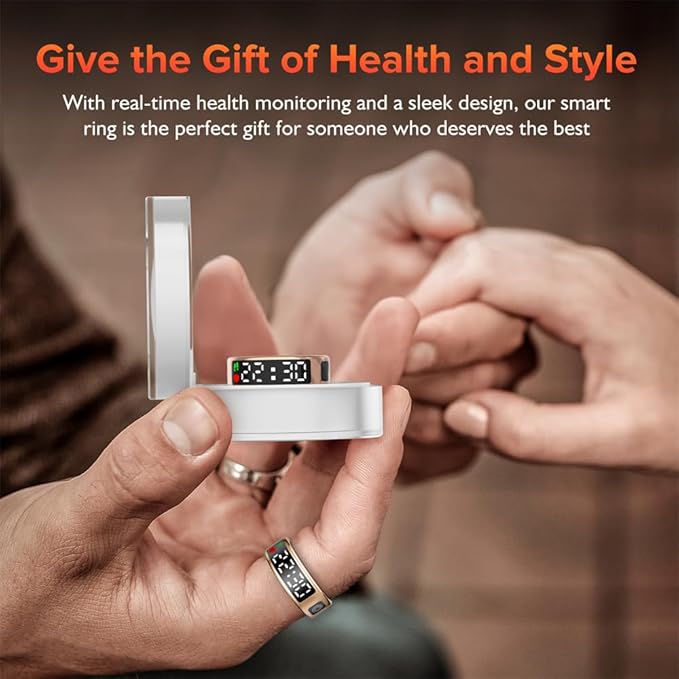 Smart Ring for Women Men with LED Display Screen & Touch Button, IP68 Waterproof Health Ring, Bluetooth Connection Health Tracker Ring Tracks Sport Activities/Heart Rate/Blood Oxygen/Sleep/Steps