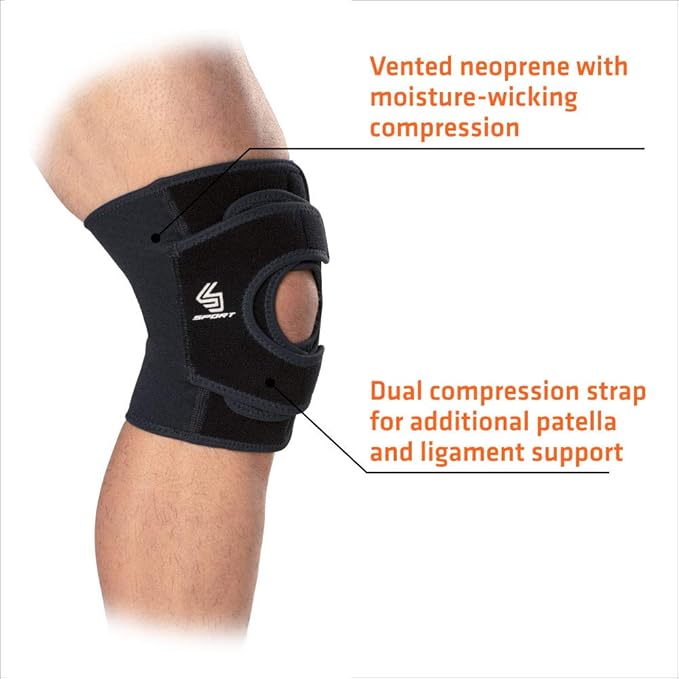 Shock Doctor PRIME Dual Knee Brace Support Wrap for Arthritis, Tendonitis, Meniscus Tear, Pain Relief, Joint Support, Running, Hiking, Sports