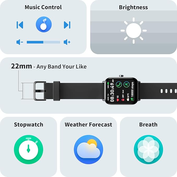 Smart Watches for Men, 1.8" Screen Activity Tracker, Heart Rate/Sleep/SpO2 Monitor, Make/Answer Calls, IP68 Waterproof Smartwatch for iPhone/Samsung/Android, 101+ Sport Modes Fitness Reloj Inteligente