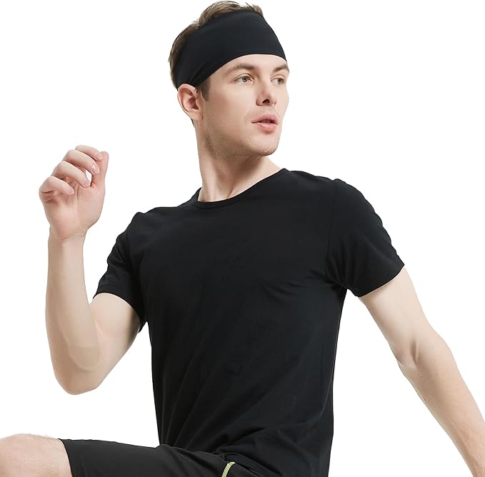 Running Headbands for Men(4 or 6 Pack, Mens Stretchy Headband for Football,Cycling,Basketball,Yoga,Fitness Workout Unisex Quick-Dry Sweatband