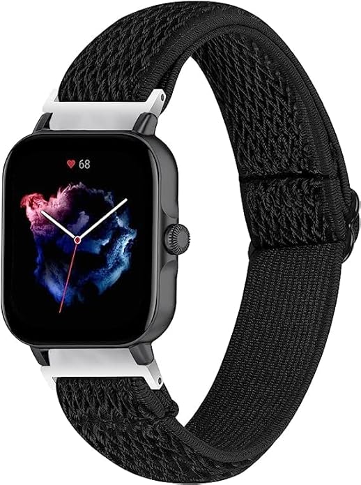 RuenTech 2 Pack Elastic Bands Compatible with FITVII H86/HM68 Smartwatch Band, Adjustable Nylon Straps Replacement Sport Wristbands for FITVII H86 Accessories Women&Men