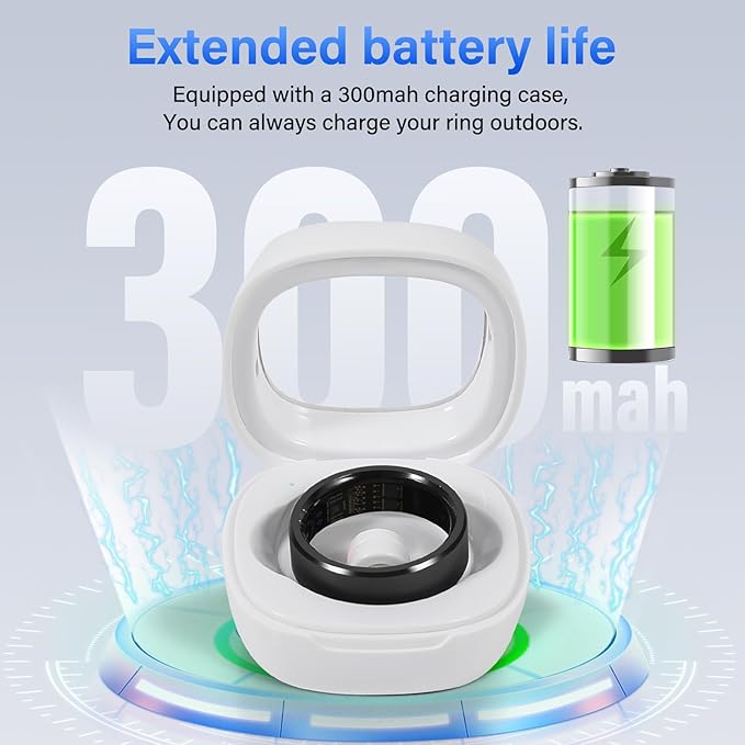 Smart Ring Fitness Tracker Ring for Men Women - Health Heart Rate Ring with Motion Tracking, Sleep Monitor, and Oximetry, No Subscription Fee, Family Care, Remote Photography, IP68 Waterproof(12#)