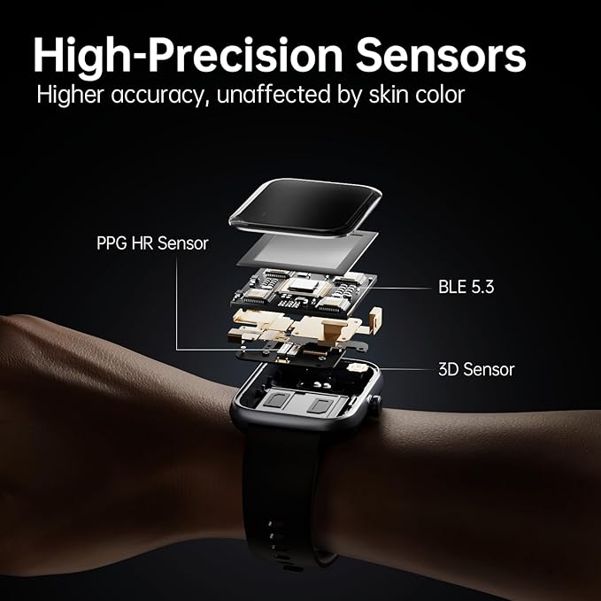 Smart Watch Large Display, Compatible with Android 6.0+/ iOS 9.0+, Smart Watches for Women with Clear Bluetooth Calls, Health/Sleep/Fitness Tracker Watch, Waterproof Smart Watches for Men (Black)
