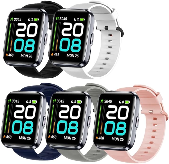 Silicone Replacement Soft Band Wristbands Straps with Stainless Steel Buckle Compatible for Quican ID208 Plus 1.8 Inches Smart Watch