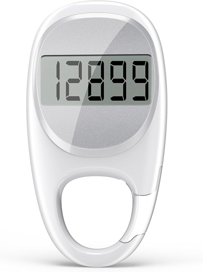 Simple Pedometer for Walking, Accurate Step Tracker with Carabiner, 3D Step Counter for Men Women Kids Seniors