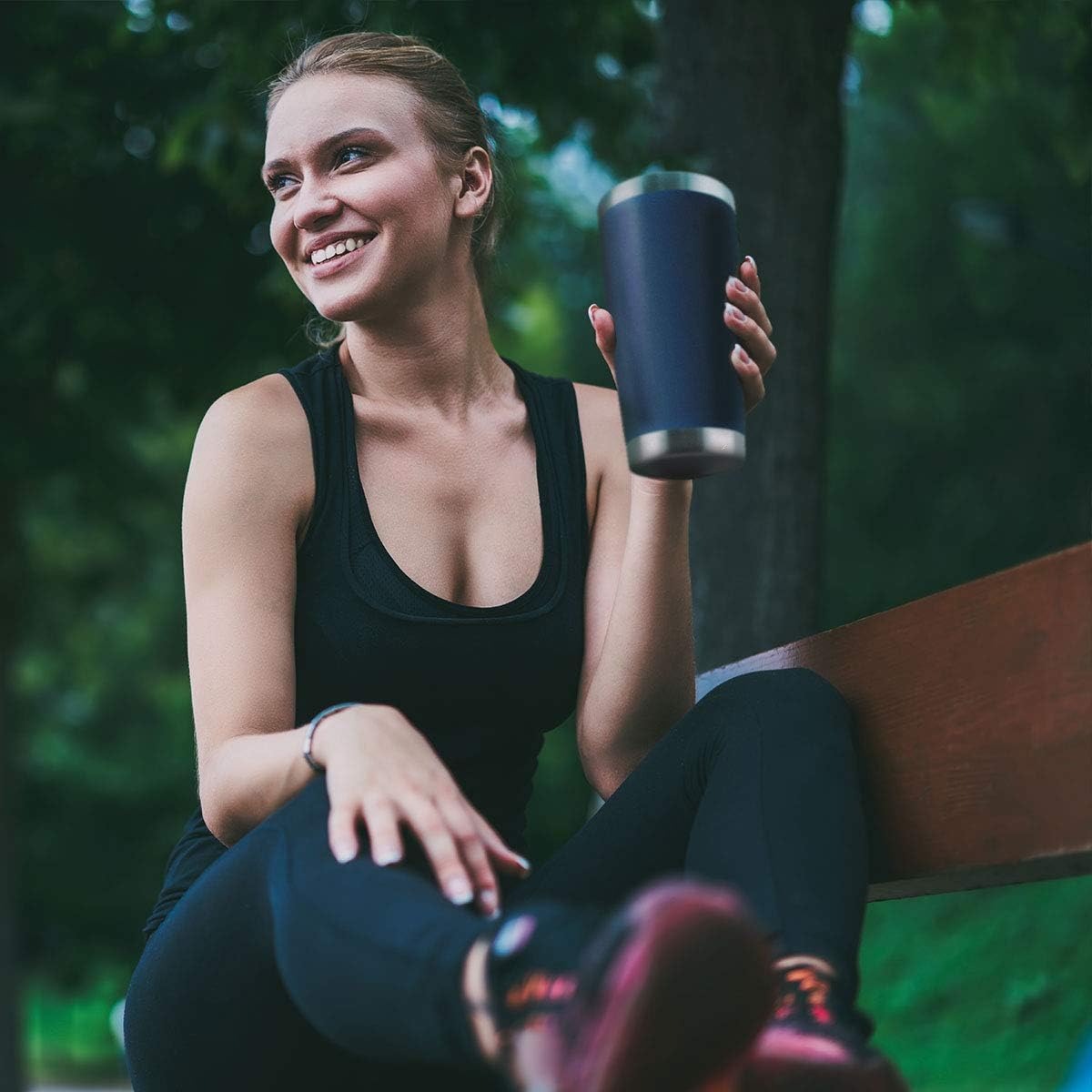 HASLE OUTFITTERS 20oz Tumblers Bulk Stainless Steel Cup with Lid Double Wall Vacuum Insulated Coffee Mug for Cold & Hot Drinks 1 Pack, Navy