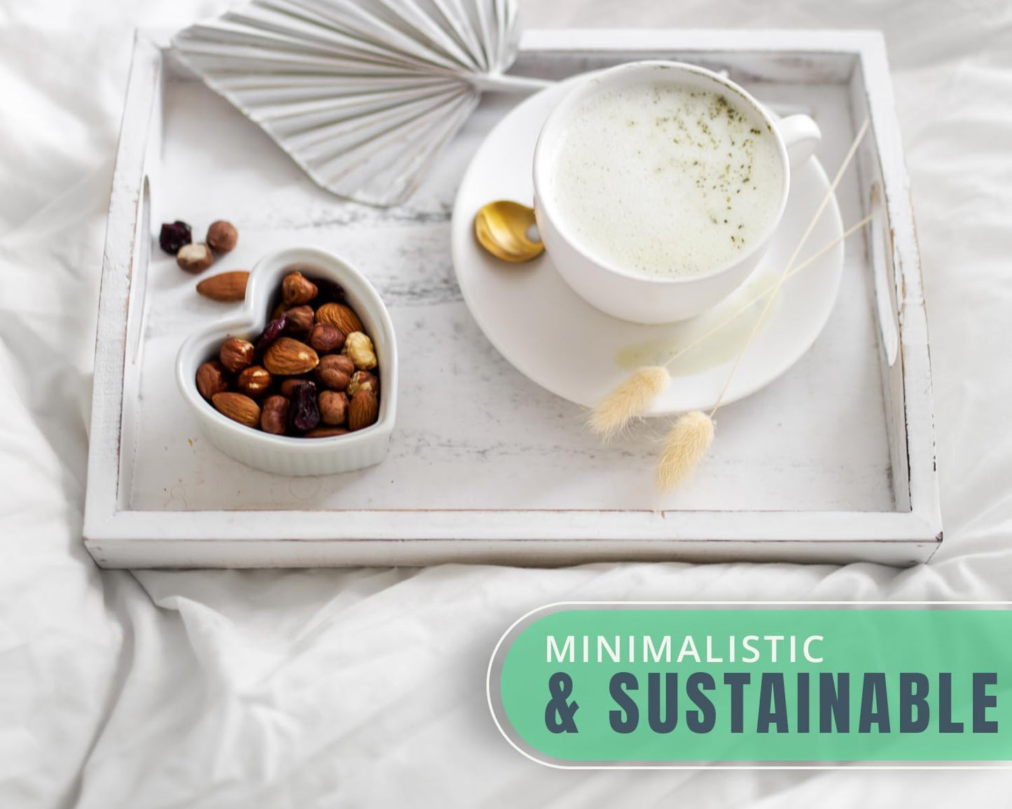 Serving Trays Set of 3 - Ottoman Wood Trays for Entertainment, Food and Decor - Rustic Farmhouse Distressed Wood Finish - Solid White