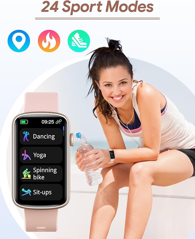RUIMEN Fitness Tracker, Fitness Watches for Women Men with Heart Rate Monitor Blood Oxygen Sleep Tracker Pedometer, 1.47" Smart Watch Step Calorie Counter for Android iOS IP68 Waterproof (Pink)