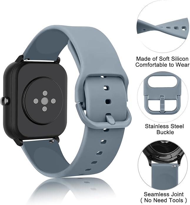 AK Band for Amazfit GTS 4 / GTS 4 Mini / GTS 3 / GTS 2 / GTS 2e / GTS 2 mini / GTS / GTR mini Bands, 20mm Soft Replacement Sport Strap for Amazfit Bip 3 / Bip 3 Pro / Bip U Pro / Bip / Bip Lite / Bip S / Bip S lite / Bip U Smart Watch Women Men