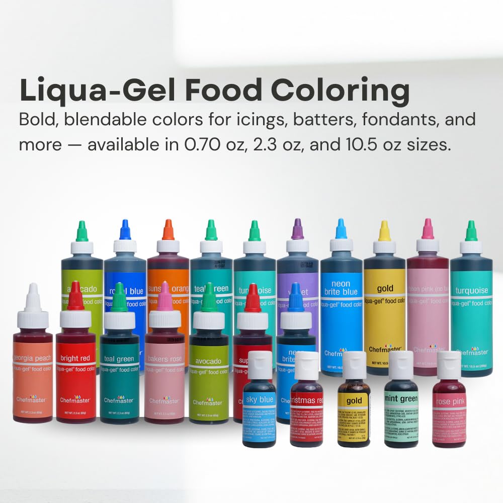 Chefmaster Teal Green Liqua-Gel® Food Coloring | Vibrant Color | Professional-Grade Dye for Icing, Frosting, Fondant | Baking & Decorating | Fade-Resistant | Easy-to-Use | Made in USA | 2.3 oz