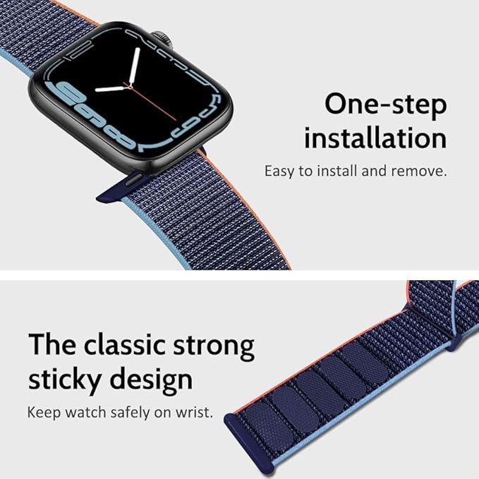 Smart Watch for Men Women for Android iOS Phones Compatible with iPhone, HCHLQL Smartwatches Fitness Tracker with Call/SMS/Heart Rate/Blood Oxygen Monitor/Pedometer/Nylon Sport Bands (Navy Blue)