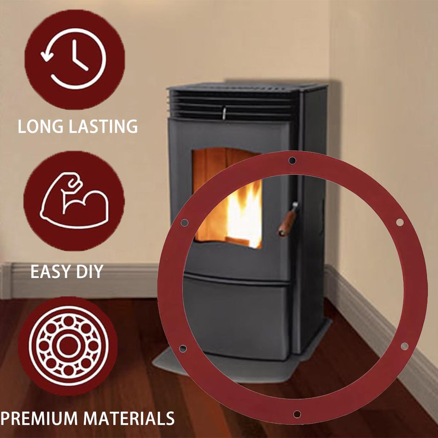 7-inch Silicone Gasket Replacement Whitfield Pellet Stove Profile 20/30 Combustion Exhaust Blower Motor Fit Part 61050041/12050011(2 Pack)