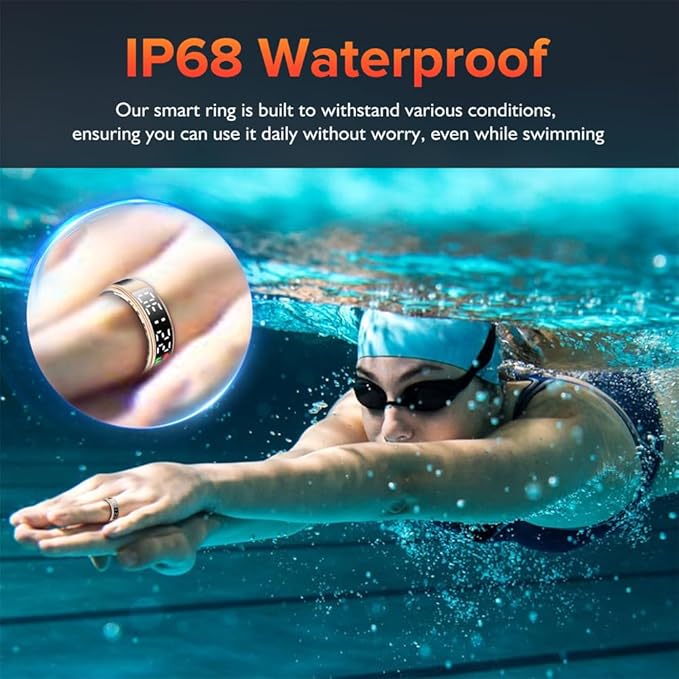 Smart Ring for Women Men with LED Display Screen & Touch Button, IP68 Waterproof Health Ring, Bluetooth Connection Health Tracker Ring Tracks Sport Activities/Heart Rate/Blood Oxygen/Sleep/Steps