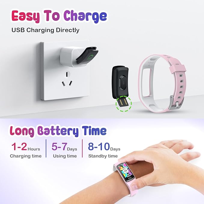 Smart Fitness Tracker Watch for Kids - Boys Girls Waterproof Smartwatch with Pedometer Heart Rate Sleep Tracking Alarm Clock Activity Tracker Calorie Step Counter Watch for Girls Boys Teens