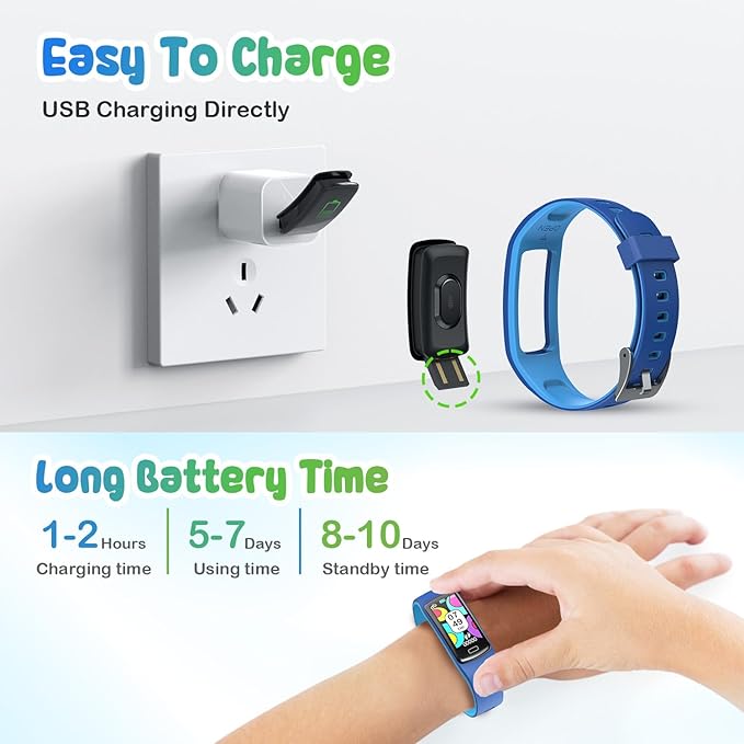 Smart Fitness Tracker Watch for Kids - Boys Girls Waterproof Smartwatch with Pedometer Heart Rate Sleep Tracking Alarm Clock Activity Tracker Calorie Step Counter Watch for Girls Boys Teens