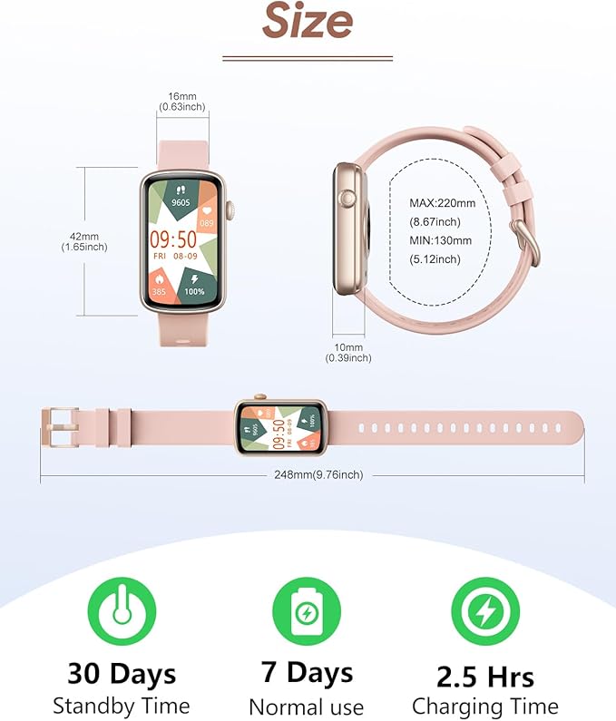 RUIMEN Fitness Tracker, Fitness Watches for Women Men with Heart Rate Monitor Blood Oxygen Sleep Tracker Pedometer, 1.47" Smart Watch Step Calorie Counter for Android iOS IP68 Waterproof (Pink)