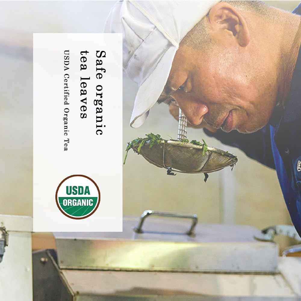 TOMOSAN Organic Genmaicha Tea - Loose Leaf Japanese Premium Green Tea - Genmai Matcha Roasted Brown Rice Blend, USDA Certified, Uji-Kyoto, 100g/3.5oz