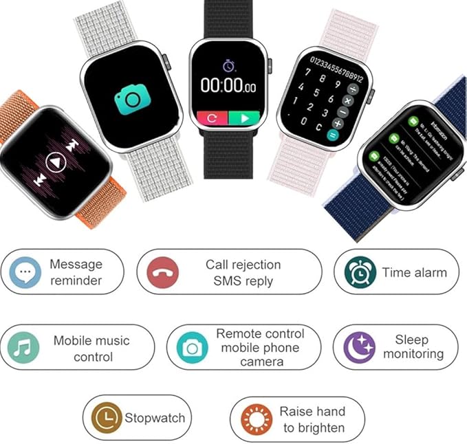 Smart Watch for Men Women for Android iOS Phones Compatible with iPhone, Full Touch Screen Fitness Tracker with Call/SMS/Heart Rate/Blood Oxygen Monitor/Pedometer/Nylon Sport Bands (White)