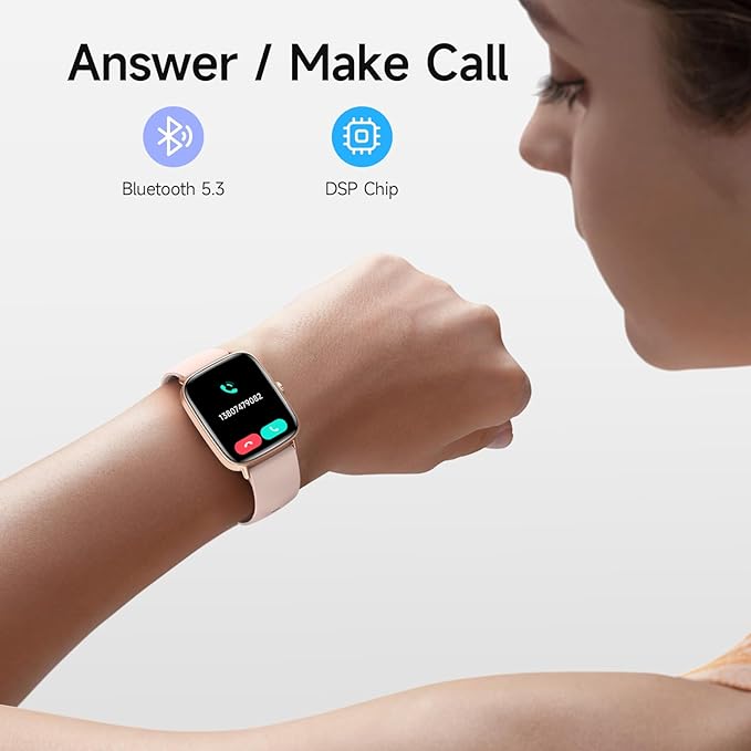 Smart Watch for Women, 1.85" HD Smartwatch Compatible iPhone/Samsung/Android (Answer/Make Calls), 100+ Sport Modes Fitness Tracker with Heart Rate/Sleep/SpO2 Monitor, IP68 Waterproof Reloj Inteligente