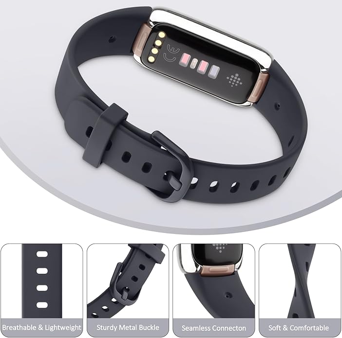 AK Sport Band Compatible with Fitbit Luxe Bands for Women Men, Soft Silicone Replacement Sport Straps Wristbands for Fitbit Luxe Fitness and Wellness Tracker