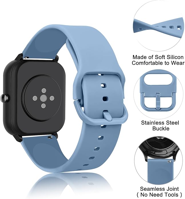 AK Band for Amazfit GTS 4 / GTS 4 Mini / GTS 3 / GTS 2 / GTS 2e / GTS 2 mini / GTS / GTR mini Bands, 20mm Soft Replacement Sport Strap for Amazfit Bip 3 / Bip 3 Pro / Bip U Pro / Bip / Bip Lite / Bip S / Bip S lite / Bip U Smart Watch Women Men