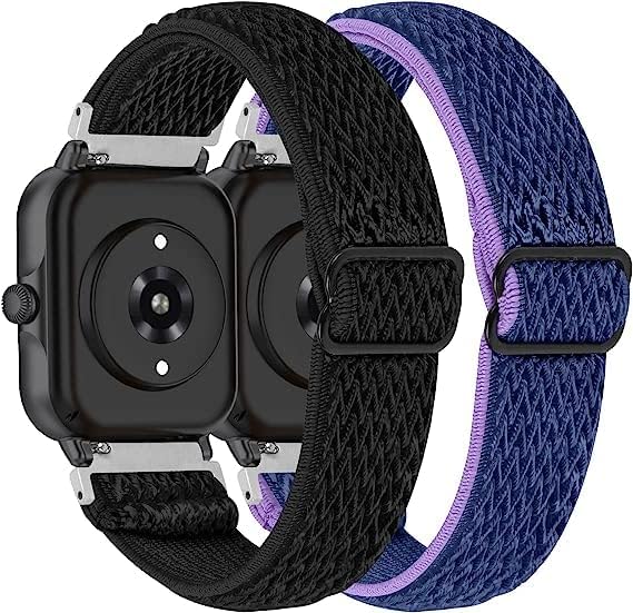 RuenTech 2 Pack Elastic Bands Compatible with FITVII H86/HM68 Smartwatch Band, Adjustable Nylon Straps Replacement Sport Wristbands for FITVII H86 Accessories Women&Men