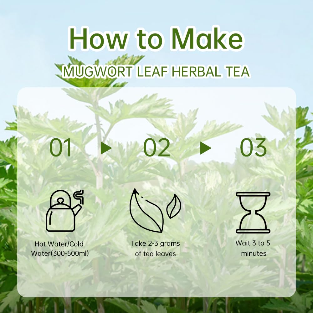 HANFANGLING Mugwort Tea, Natural Herbal Tea, Refreshing, Made from Premium Natural Mugwort Buds, Gift Tea (Loose Leaf)
