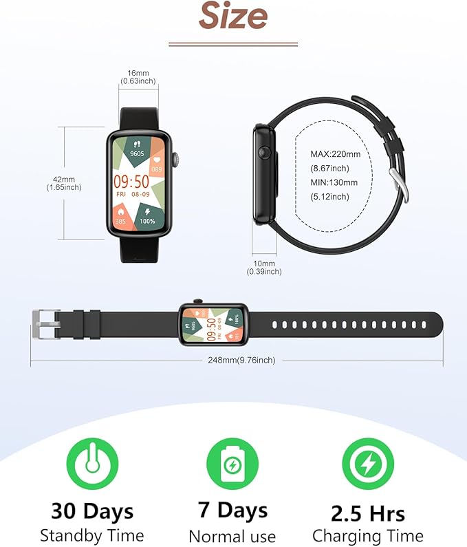 RUIMEN Fitness Tracker, Fitness Watches for Women Men with Heart Rate Monitor Blood Oxygen Sleep Tracker Pedometer, 1.47" Smart Watch Step Calorie Counter for Android iOS IP68 Waterproof (Black)