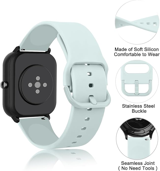AK Band for Amazfit GTS 4 / GTS 4 Mini / GTS 3 / GTS 2 / GTS 2e / GTS 2 mini / GTS / GTR mini Bands, 20mm Soft Replacement Sport Strap for Amazfit Bip 3 / Bip 3 Pro / Bip U Pro / Bip / Bip Lite / Bip S / Bip S lite / Bip U Smart Watch Women Men