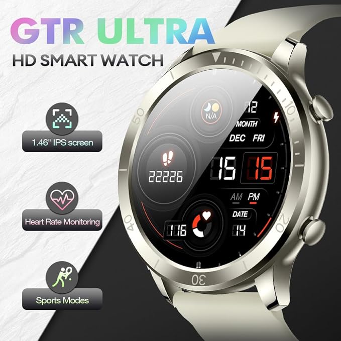 Smart Watch for Men Women (Answer/Make Calls), 1.46" IPS HD Screen, Fitness Tracker, 100+ Sport Modes, Blood Oxygen/Sleep/Heart Rate Monitor, IP67 Waterproof for Android iOS, Champagne Gold