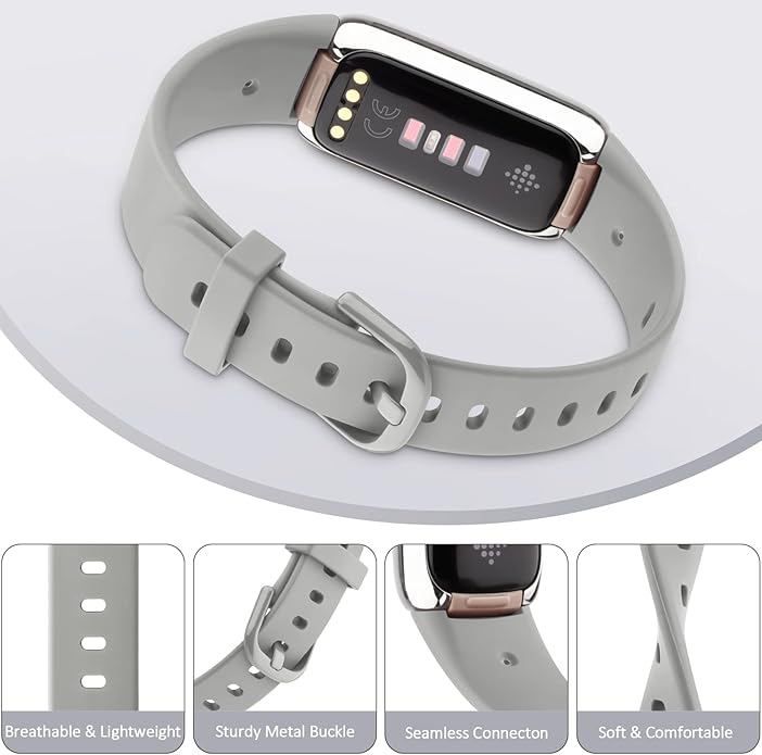 AK Sport Band Compatible with Fitbit Luxe Bands for Women Men, Soft Silicone Replacement Sport Straps Wristbands for Fitbit Luxe Fitness and Wellness Tracker