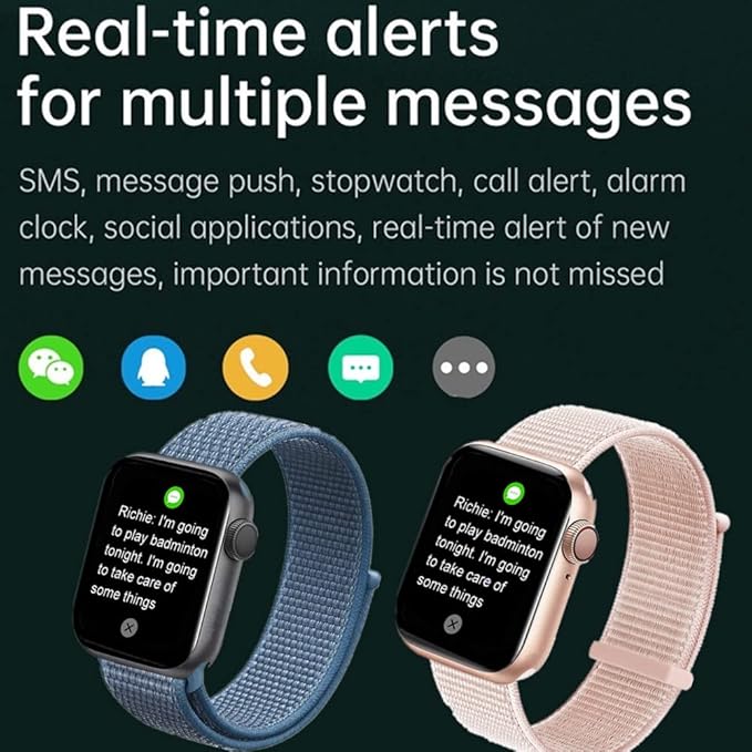 Smart Watch for Men Women for Android iOS Phones Compatible with iPhone, HCHLQL Smartwatches Fitness Tracker with Call/SMS/Heart Rate/Blood Oxygen Monitor/Pedometer/Nylon Sport Bands (Navy Blue)