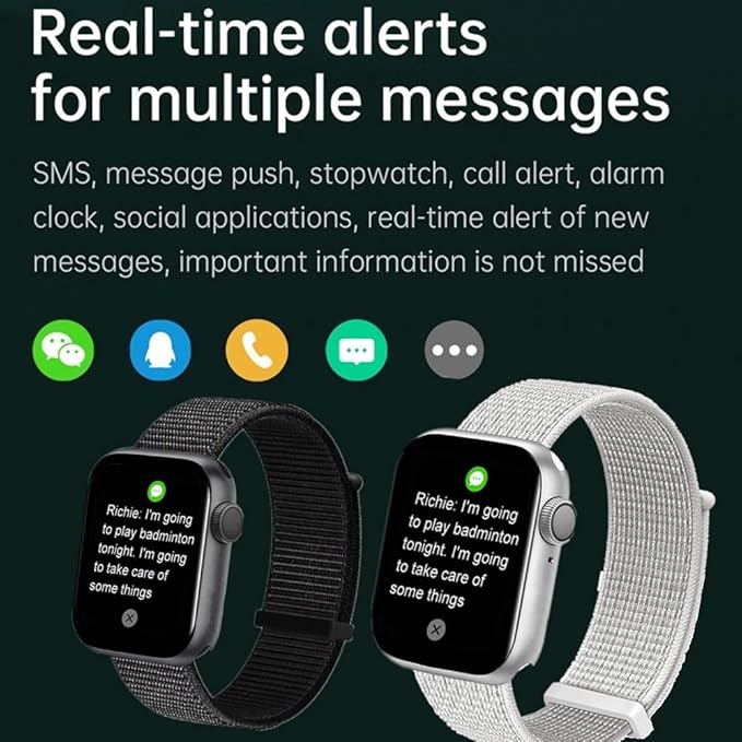 Smart Watch for Men Women for Android iOS Phones Compatible with iPhone, Full Touch Screen Fitness Tracker with Call/SMS/Heart Rate/Blood Oxygen Monitor/Pedometer/Nylon Sport Bands (White)