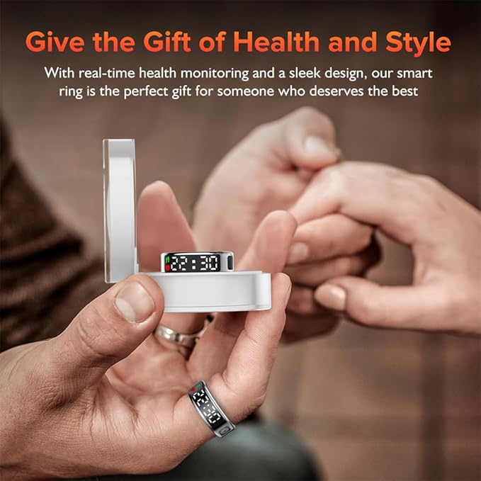 Smart Ring for Women Men with LED Display Screen & Touch Button, IP68 Waterproof Health Ring, Bluetooth Connection Health Tracker Ring Tracks Sport Activities/Heart Rate/Blood Oxygen/Sleep/Steps
