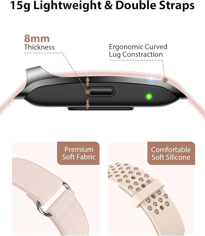 Smart Bracelet, Wearable Activity & Fitness Tracker Band, 24H Sleep Tracker, All-Day Continuous Heart Rate Blood Pressure Stress HRV Monitor, 120+ Sport Modes Smart Wristband with 2 Bands, Free APP