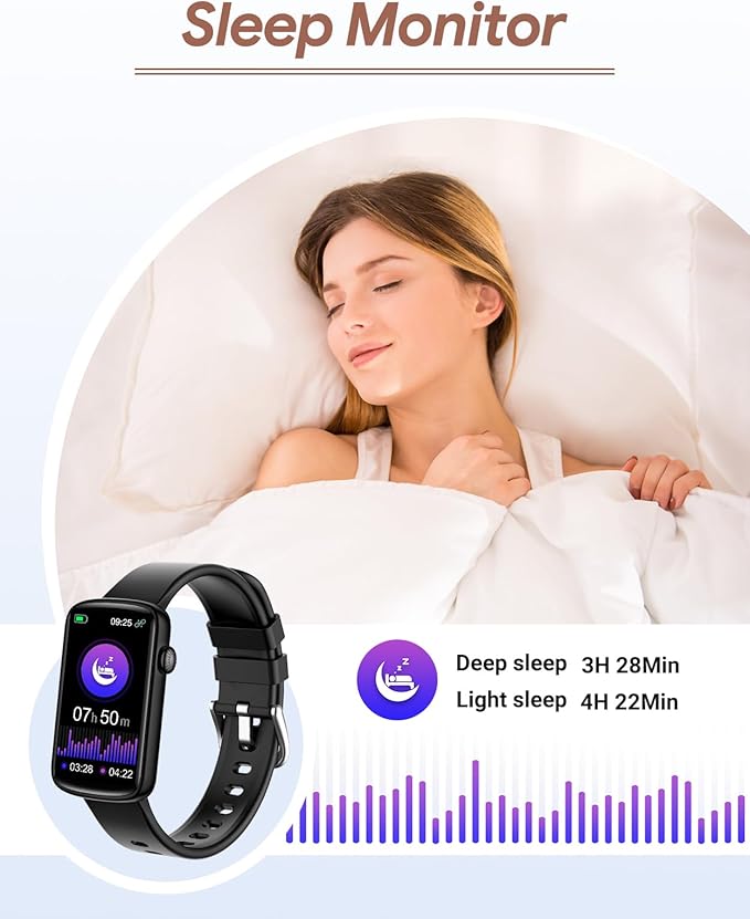 RUIMEN Fitness Tracker, Fitness Watches for Women Men with Heart Rate Monitor Blood Oxygen Sleep Tracker Pedometer, 1.47" Smart Watch Step Calorie Counter for Android iOS IP68 Waterproof (Black)