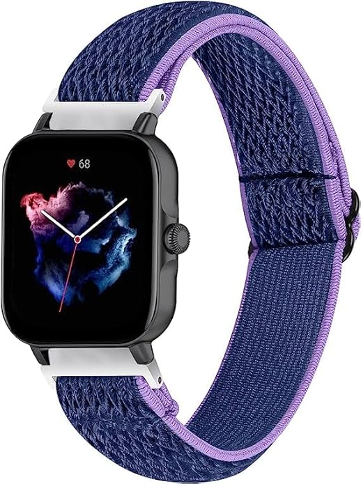 RuenTech 2 Pack Elastic Bands Compatible with FITVII H86/HM68 Smartwatch Band, Adjustable Nylon Straps Replacement Sport Wristbands for FITVII H86 Accessories Women&Men