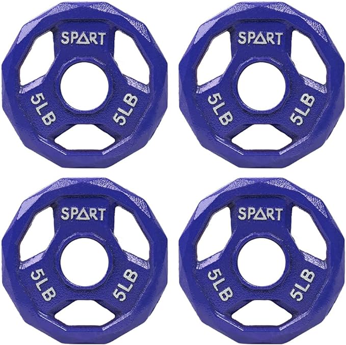 SPART Color Coded Weight Plate 2-Inch Cast Iron 2.5/5/10/15/25/35/45LB, Single/Pair/Set