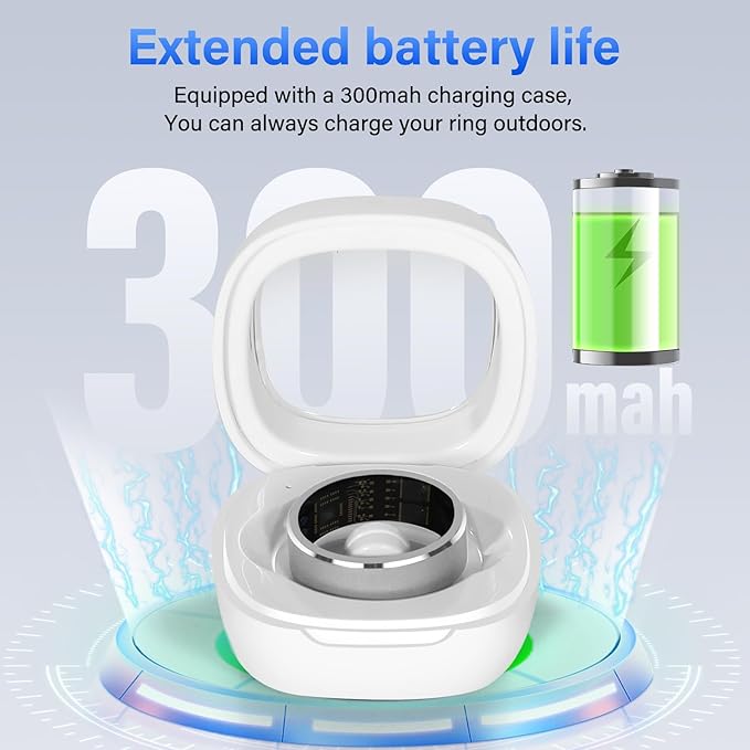 Smart Ring Fitness Tracker Ring for Men Women - Health Heart Rate Ring with Motion Tracking, Sleep Monitor, and Oximetry, No Subscription Fee, Family Care, Remote Photography, IP68 Waterproof(12#)