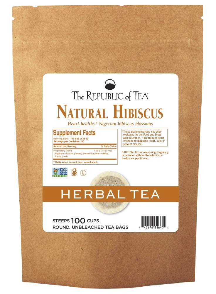 The Republic of Tea Natural Hibiscus Tea Super Refill, 100 Tea Bags