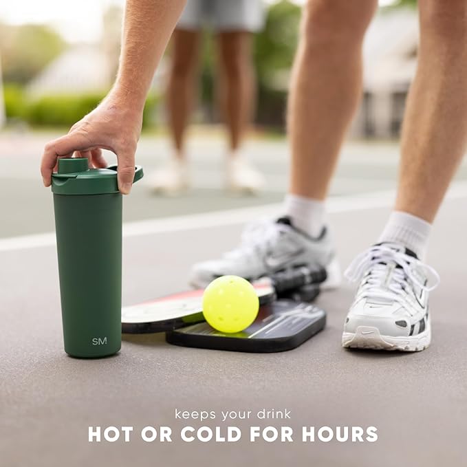 Simple Modern Stainless Steel Shaker Bottle with Ball 24oz | Metal Insulated Cup for Protein Mixes, Shakes and Pre Workout | Rally Collection | Winter White