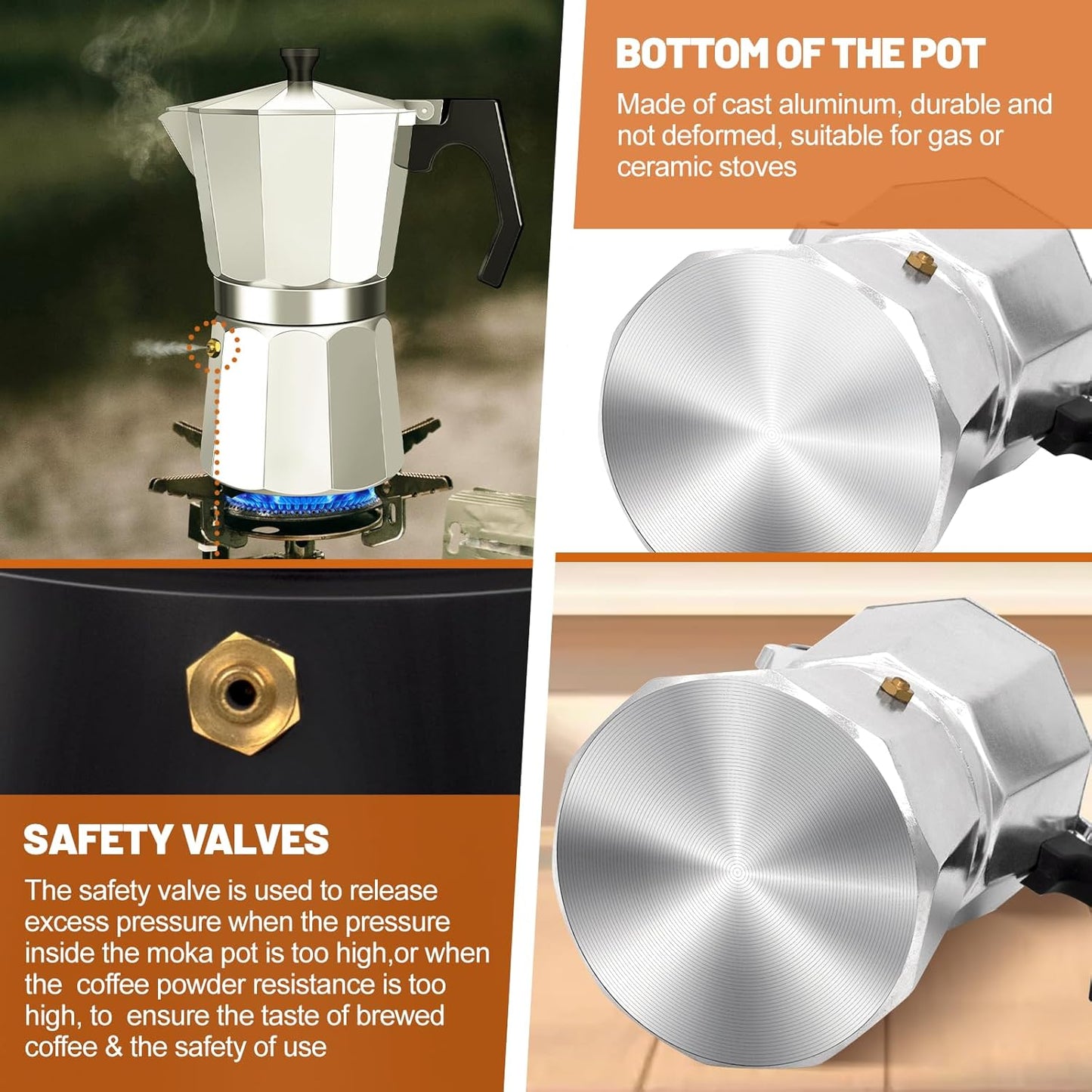 12 Cup Aluminum Espresso Stovetop Moka Pot Express Coffee Maker Percolator Italian Classic Mocha Coffee Machine for Italian and Cuban Cafe Brewing for Home & Camping 600ml 20oz